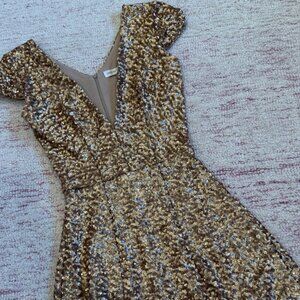 Dress The Population Gold Sequin Mini Dress